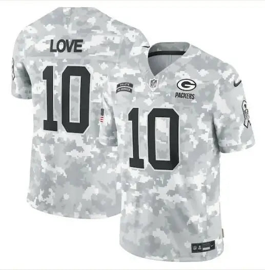 Green Bay Packers Jordan Love Salute to Service Arctic Camo Jersey 2024