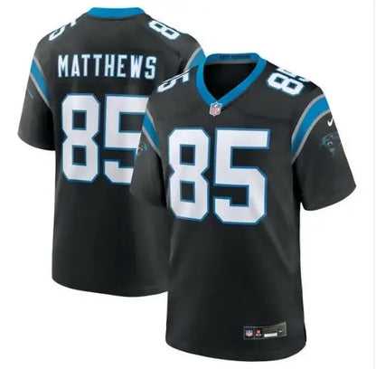 Black Carolina Panthers Jordan Matthews Nike Game Jersey with light blue and white details