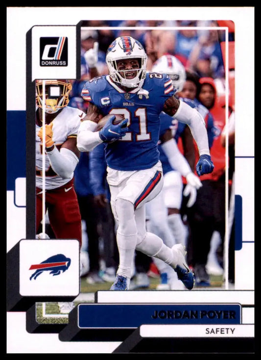 Jordan Poyer football card from 2022 Donruss series featuring Buffalo Bills player