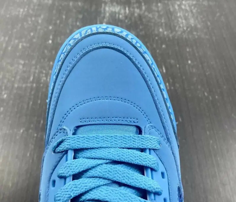 Top-down view of light blue Jordan Spizike Low Houston Oilers sneaker with matching laces, fast shipping