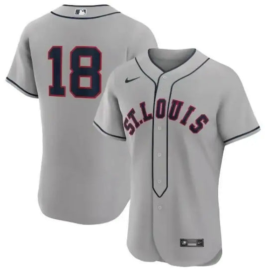 Gray St. Louis Cardinals baseball jersey worn by Jordan Walker at the 2024 Rickwood Classic