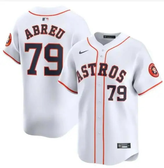 White Houston Astros Jose Abreu Nike Home Limited Player Jersey on display