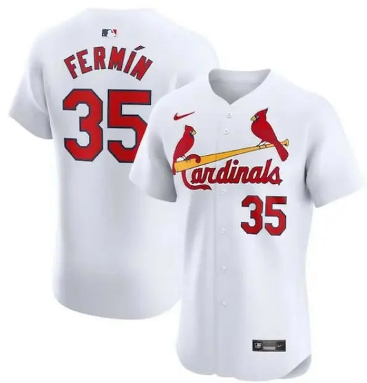 White baseball jersey worn by José Fermín for St. Louis Cardinals Nike Home Elite Player Jersey