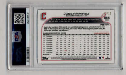 Graded Jose Ramirez baseball card in Rose Gold Ben Baller Chrome Baller Chrome Rose style