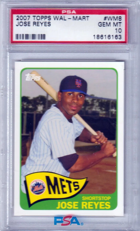 Graded Jose Reyes baseball card WM8 PSA from Columbia Hobby featuring Mets in GEM MINT condition