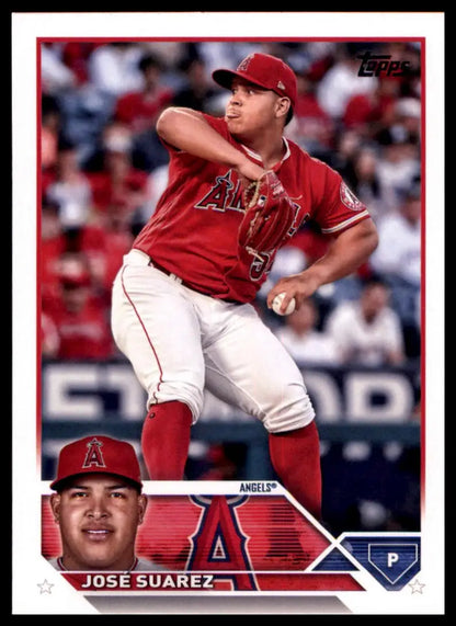 José Suarez baseball card from 2023 Topps #609 Los Angeles Angels collection