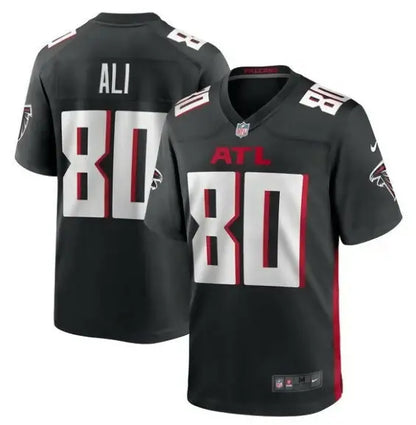 Black Josh Ali Atlanta Falcons Nike football jersey with ALI and 80 on back and ATL and 80 on front
