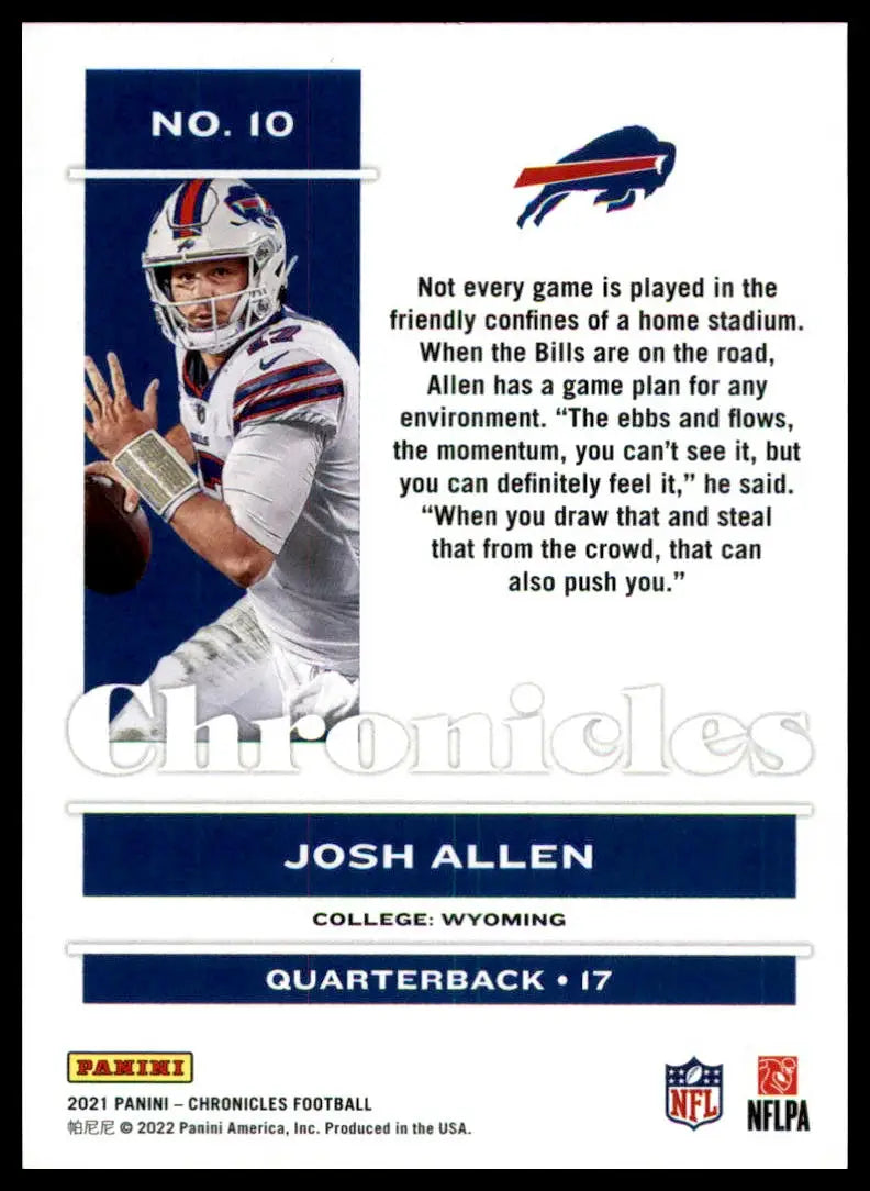 Joshua Allen football card from Panini Chronicles 2021 Buffalo Bills collection