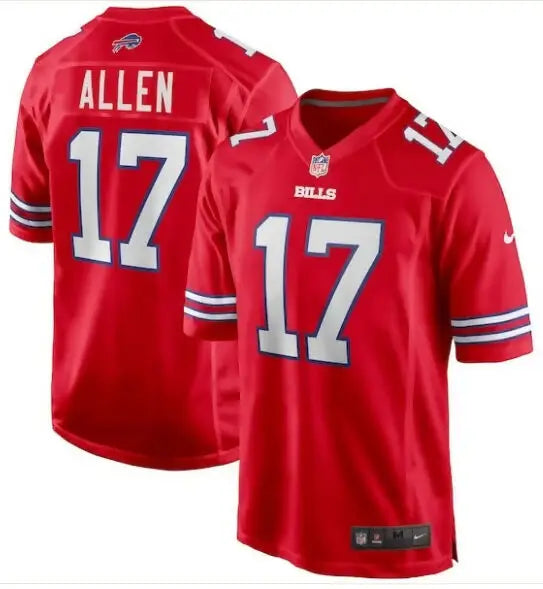 Red Josh Allen Buffalo Bills Nike Alternate Game Jersey with number 17 and ALLEN on back