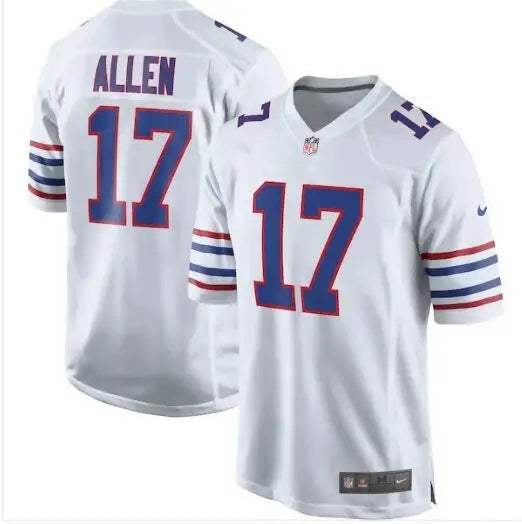 White Football Jersey with Blue Numbers for Josh Allen Buffalo Bills Nike Alternate Game