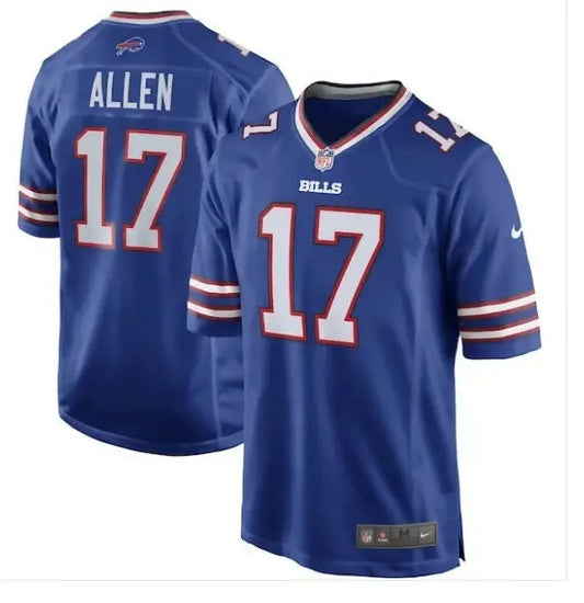 Blue Josh Allen Buffalo Bills Nike Game Player Jersey with number 17 on the back