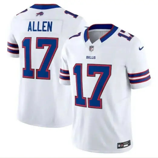 White Buffalo Bills Josh Allen Nike Vapor F.U.S.E. Limited Jersey on display