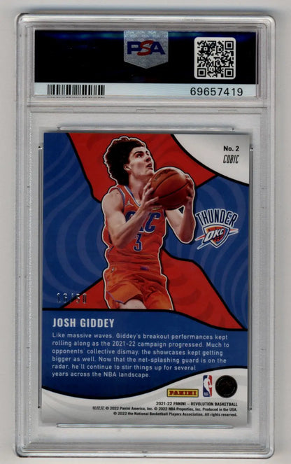 A graded Josh Giddey Panini Revolution Shock Wave basketball card PSA 10 Gem Mint