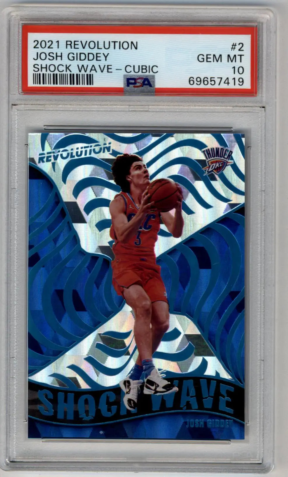 PSA-graded 2021 Panini Revolution Shock Wave Josh Giddey basketball card in Gem Mint 10