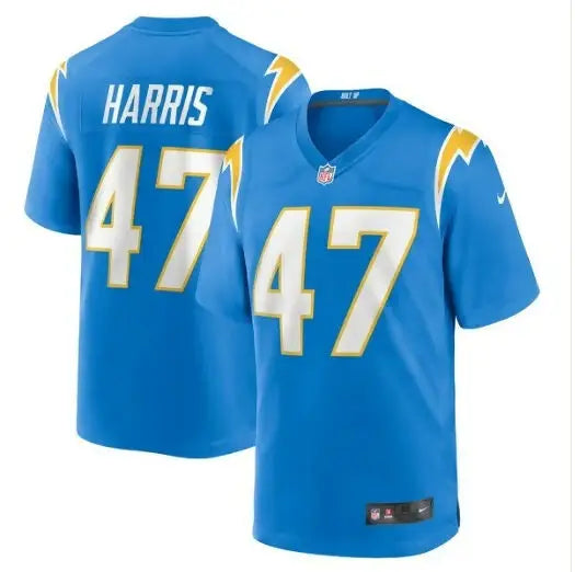 Blue Los Angeles Chargers jersey with Harris 47 print, perfect for Los Angeles Chargers fans