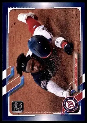 Baseball card featuring Josh Harrison 2021 Topps Royal Blue Washington Nationals