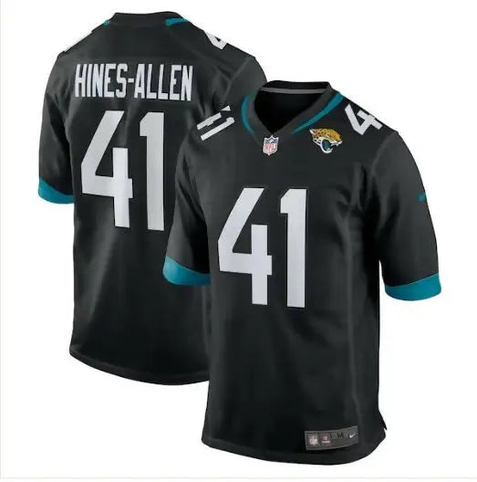 Black Jacksonville Jaguars Nike #41 Hines-Allen jersey displayed in game jersey product