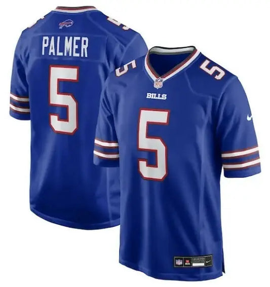 Blue Buffalo Bills Josh Palmer Nike Team Game Jersey with number 5 on display