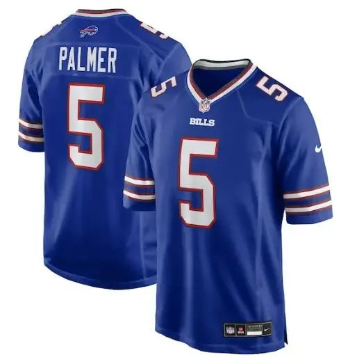 Blue football jersey featuring Josh Palmer Buffalo Bills Nike Team Game design