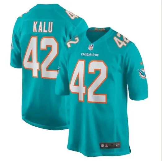 Teal Miami Dolphins Joshua Kalu Nike Game Jersey with number 42 on front
