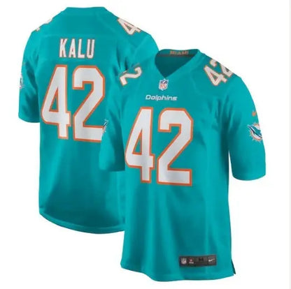 Teal Miami Dolphins Joshua Kalu Nike Game Jersey with number 42 on front