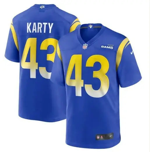 Blue and yellow Joshua Karty Los Angeles Rams Nike Game Jersey for Los Angeles Rams fans