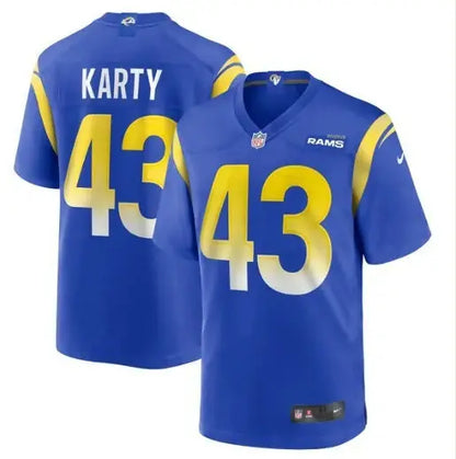 Blue and yellow Joshua Karty Los Angeles Rams Nike Game Jersey for Los Angeles Rams fans