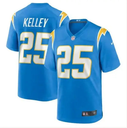 Light blue Joshua Kelley Los Angeles Chargers Nike Game Jersey with 25 on front and back