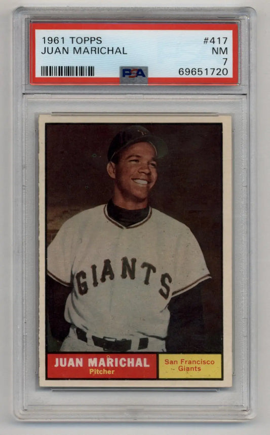 Graded 1961 Topps Juan Marichal baseball card, Topps rookie PSA 7 near mint