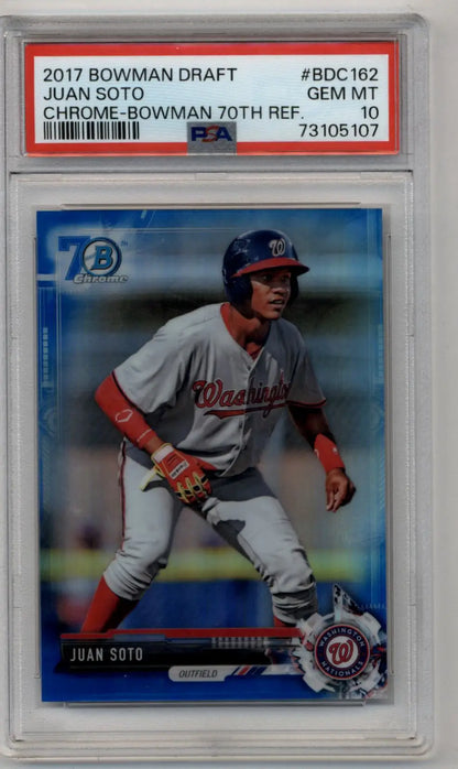 Juan Soto 2017 Bowman Draft Chrome 70th Refractor PSA 10 Gem Mint card