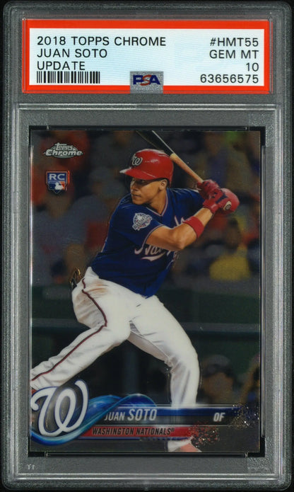 Juan Soto 2018 Topps Chrome HMT55 PSA 10 Gem Mint rookie baseball card