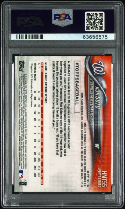 Juan Soto 2018 Topps Chrome Gem Mint baseball card in PSA 10 condition