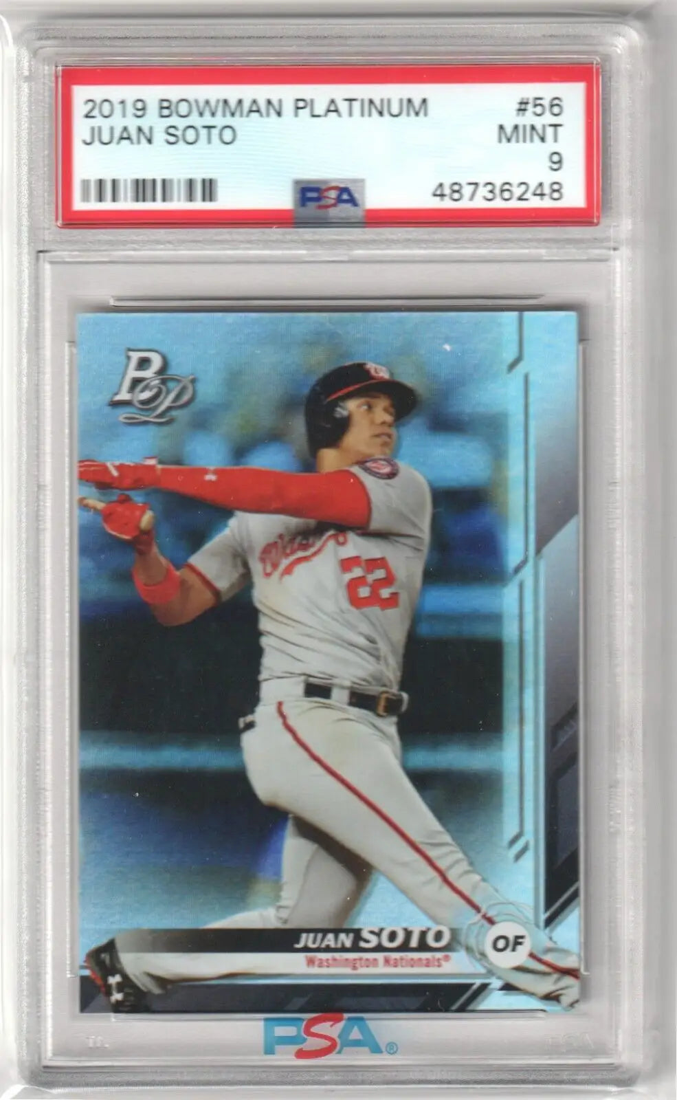 Graded Juan Soto baseball card 2019 Bowman Platinum PSA 9 MINT Columbia Hobby