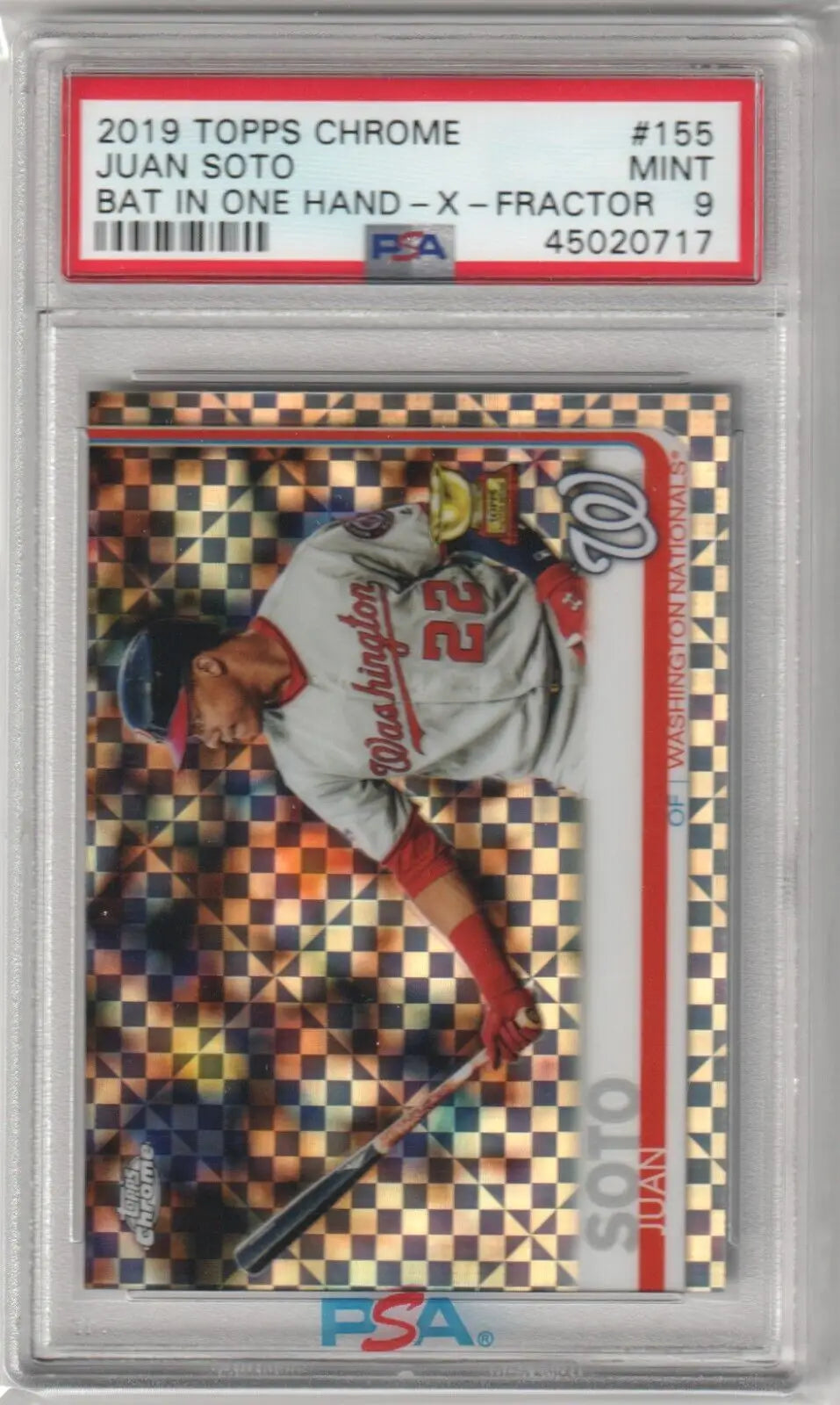 Graded Juan Soto Topps Chrome Xfractor Star Rookie card PSA 9 mint for Nationals