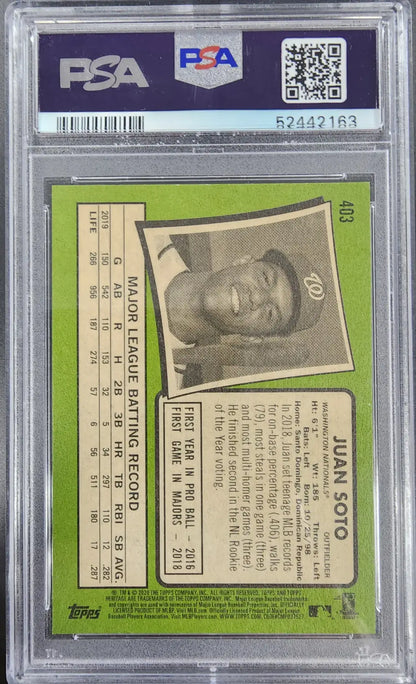 Juan Soto 2020 Topps Heritage #403 White Border PSA 10 Gem Mint in protective case