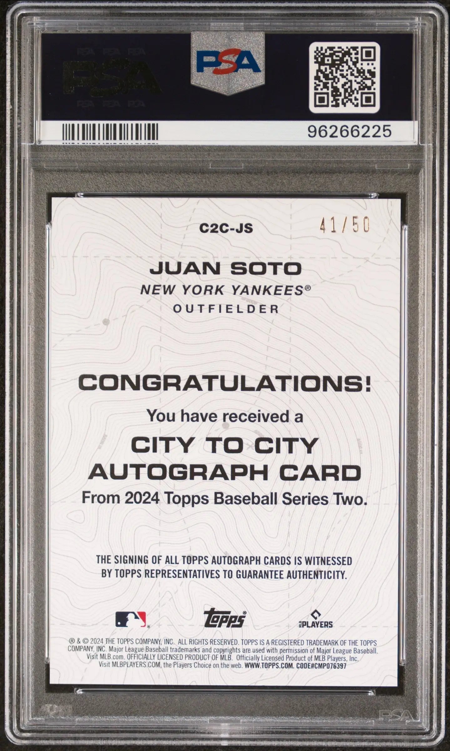 Graded Juan Soto City to City Gold Auto baseball card PSA 9 Mint