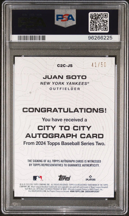 Graded Juan Soto City to City Gold Auto baseball card PSA 9 Mint