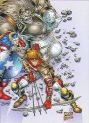 Colorful warrior illustration on Judgment Day promo card with dynamic energy effects
