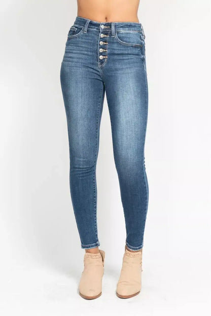 Judy Blue Full Size High Rise Button Fly Skinny Jeans Plus Size