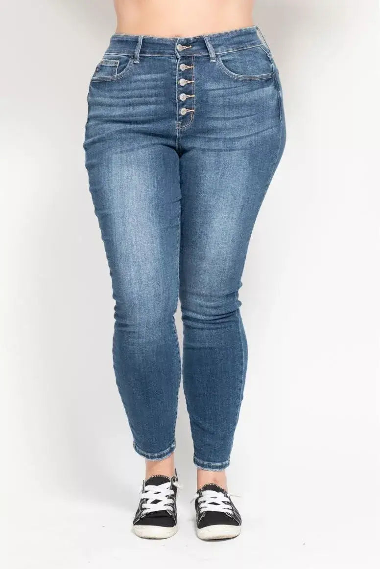 Judy Blue Full Size High Rise Button Fly Skinny Jeans Plus Size