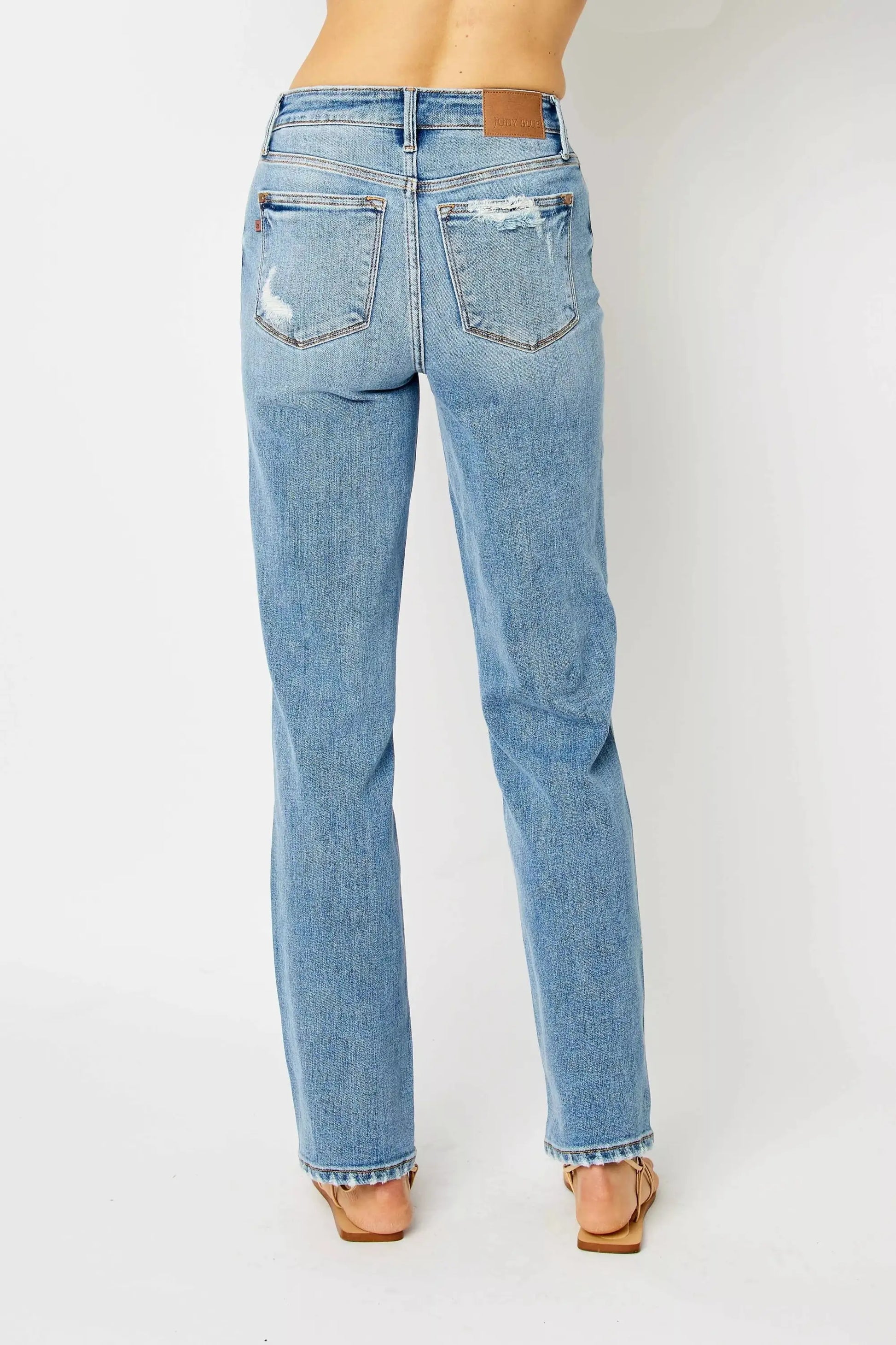 Judy Blue Full Size High Waist Straight Jeans with Heavy Destroy Plus Size - Jeans with Heavy Destroy Plus Size