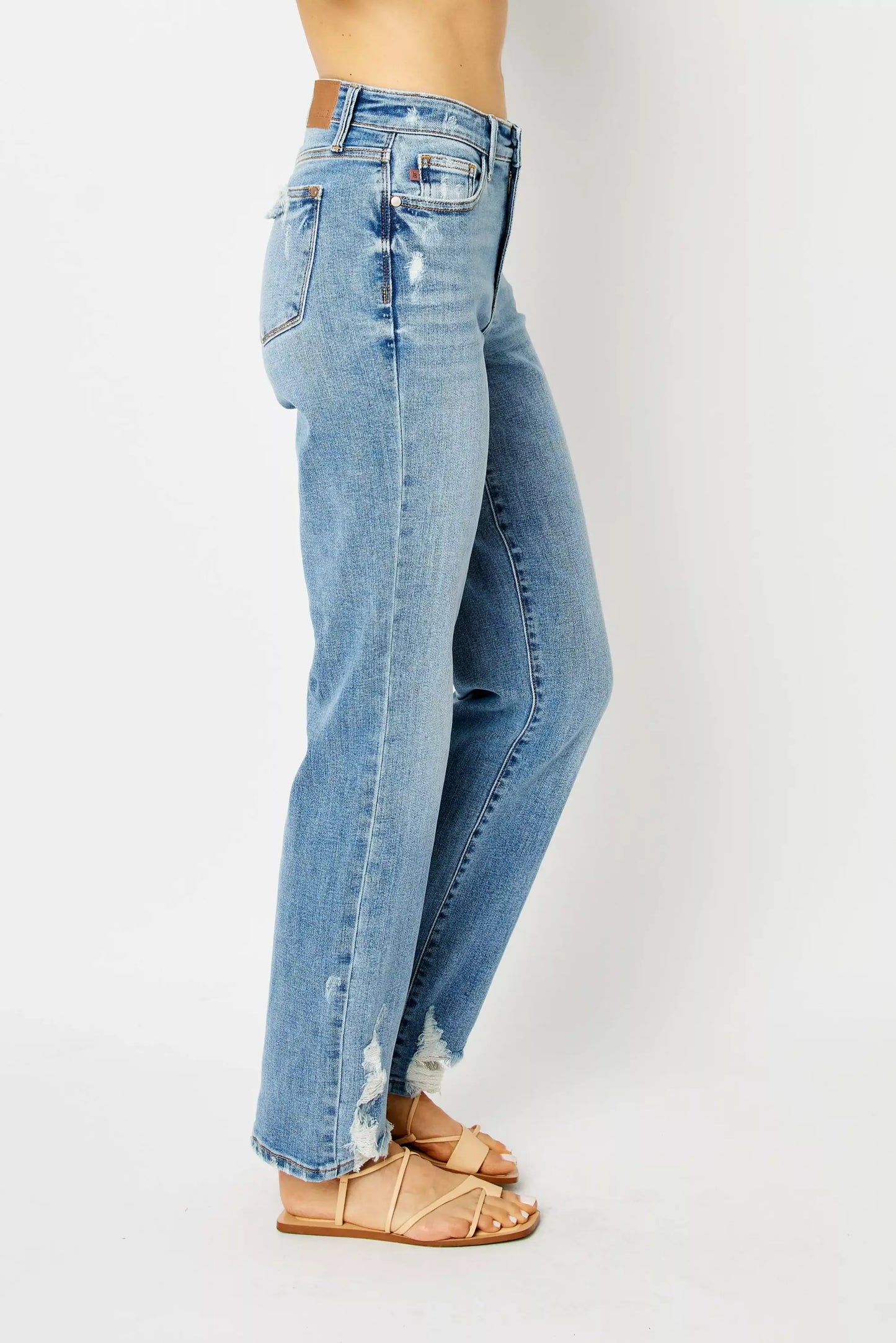 Judy Blue Full Size High Waist Straight Jeans with Heavy Destroy Plus Size - Jeans with Heavy Destroy Plus Size