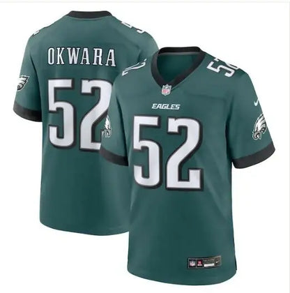 Philadelphia Eagles Julian Okwara #52 midnight green Nike game jersey displayed