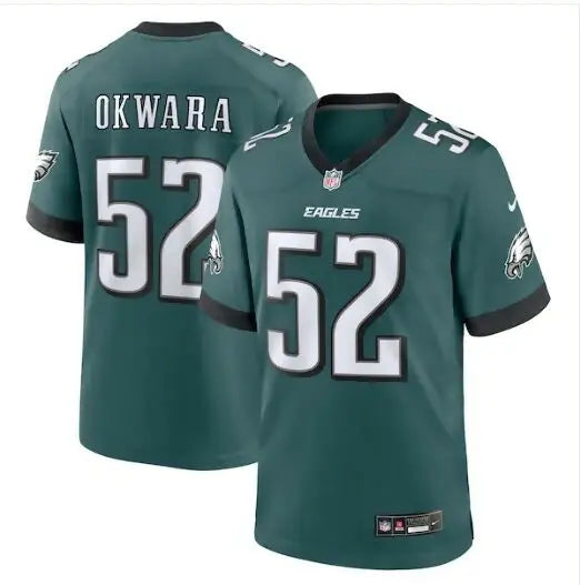 Philadelphia Eagles Julian Okwara #52 midnight green Nike game jersey displayed
