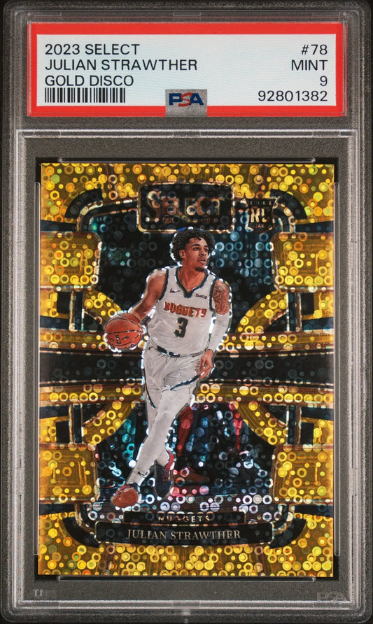 Julian Strawther 2023 Panini Select Gold Disco basketball card PSA 9 Mint