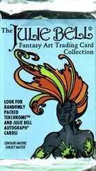 Fantasy art trading card pack by Julie Bell featuring an antlered figure illustration