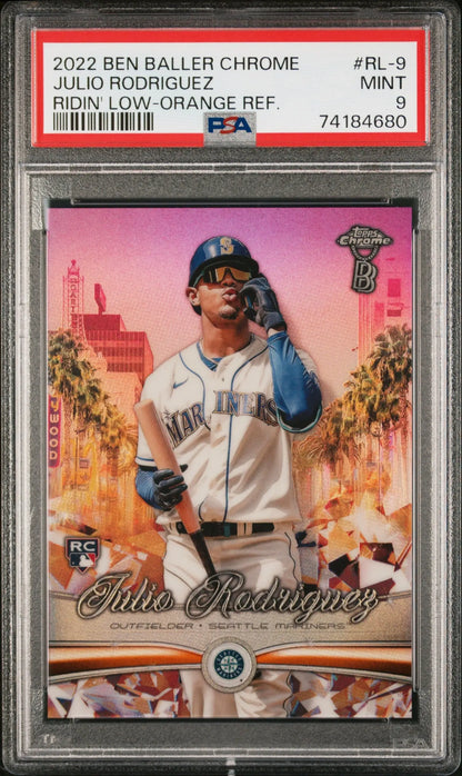 Graded Julio Rodriguez Baller Ridin Low Ridin Low Orange baseball trading card