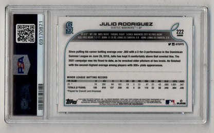 Graded Julio Rodriguez 2022 Topps Chrome Refractor baseball card PSA 10 Gem Mint