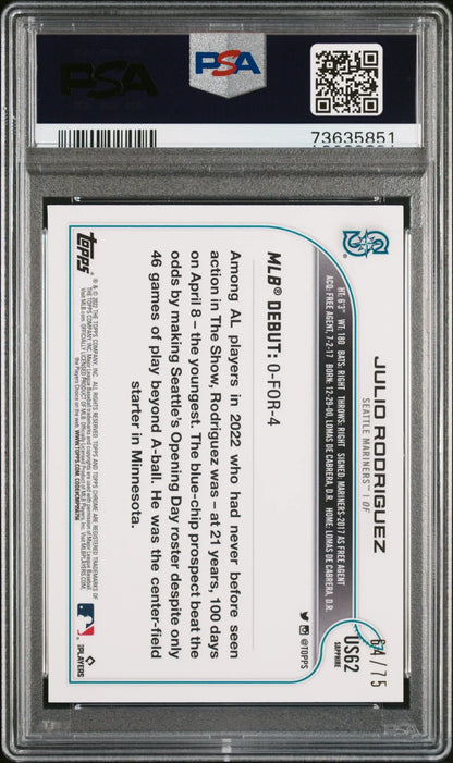 Graded Julio Rodriguez 2022 Topps Chrome Sapphire Update trading card PSA 10