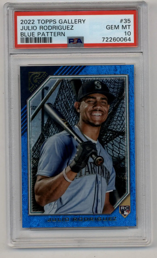 Julio Rodriguez 2022 Topps Gallery Blue Pattern 07/50 #35 PSA 10 Gem Mint - Singles